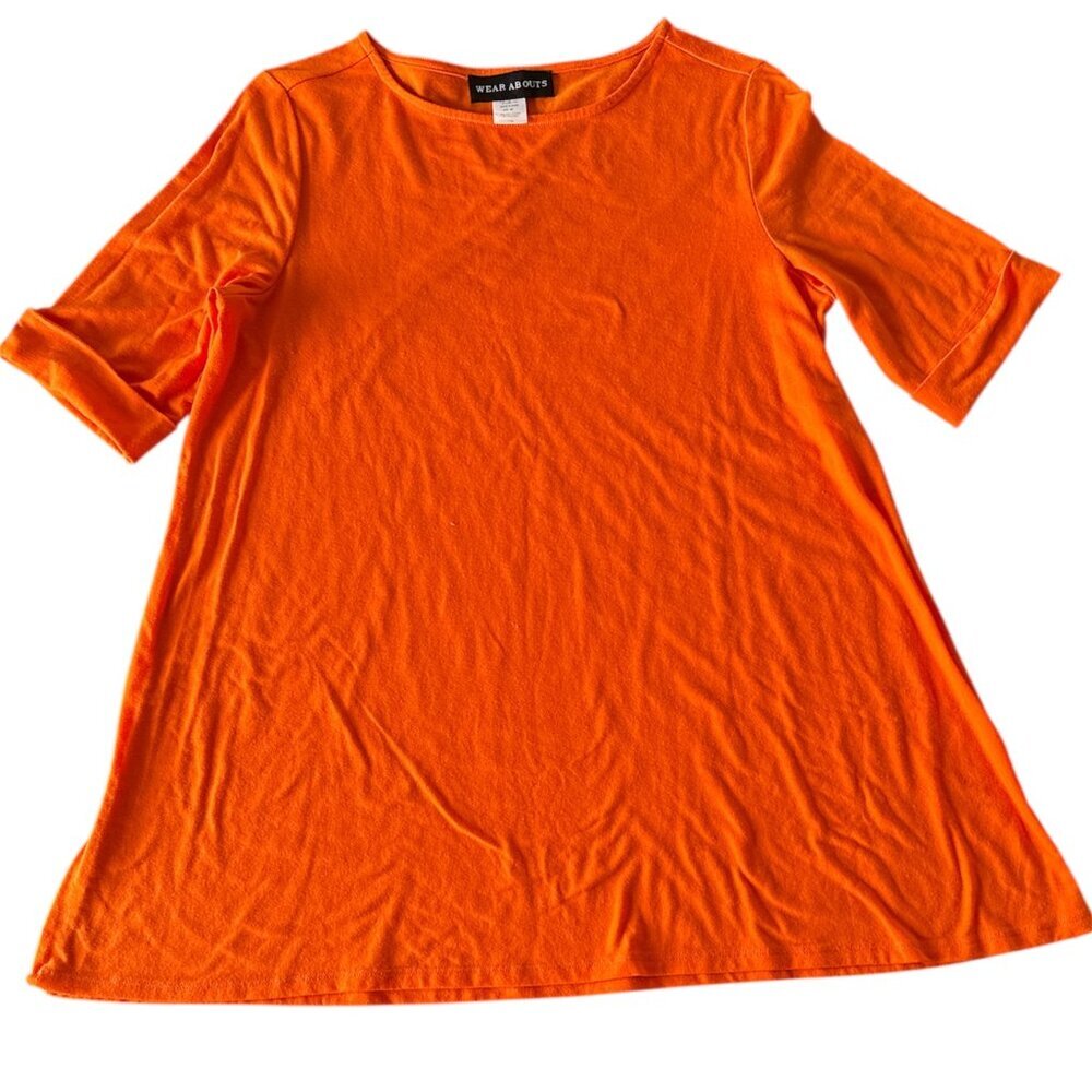 🔥 4 for $20 DEAL 🔥 Wearabouts Orange Tunic Top Size M Half Sleeve Stretch